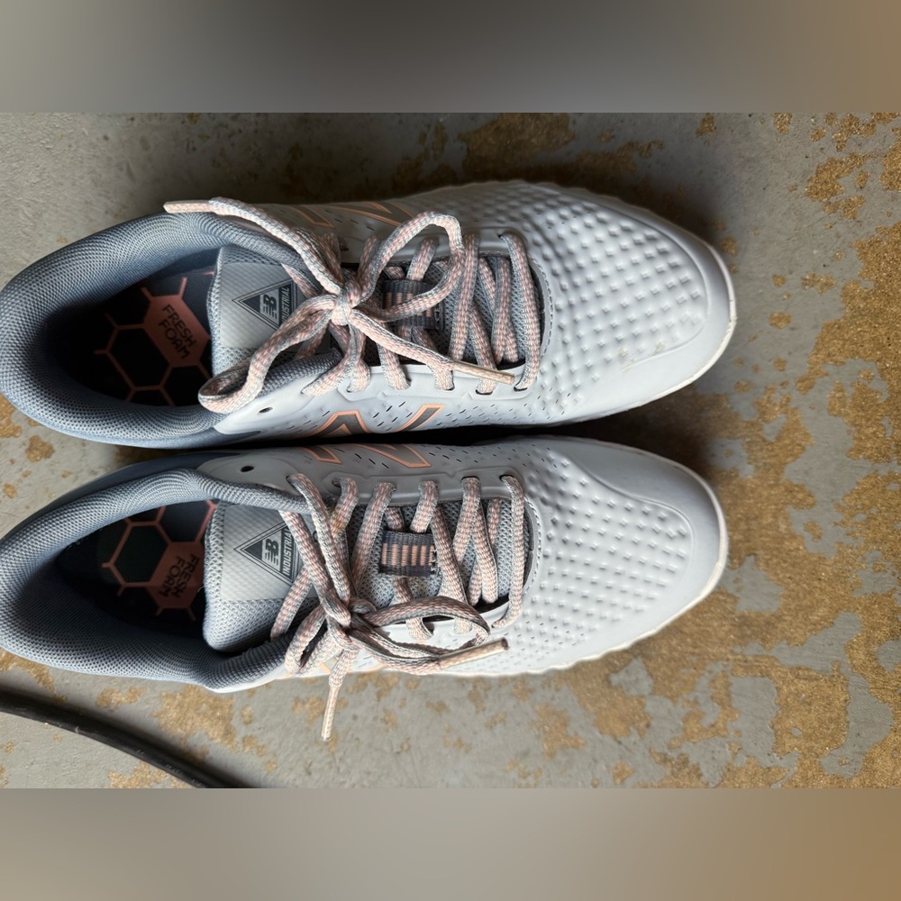 New Balance White and Light Pink Athletic/Industrial Shoes